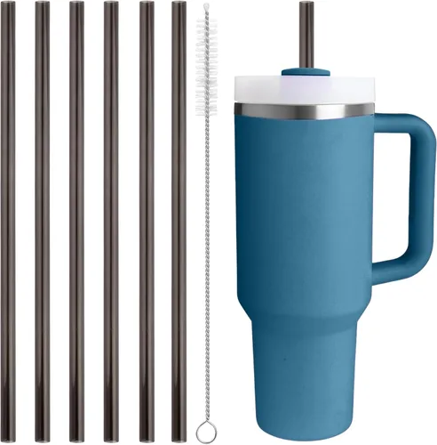 Vista 23 de Pajitas de repuesto compatibles con vaso Stanley Quencher de 20 onzas, popotes reutilizables de 8.5 pulgadas, accesorios para vasos de bebida