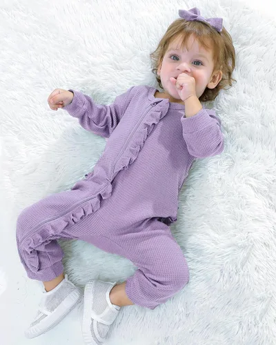 Vista 3 de Mikrdoo Ropa de niña recién nacida, ropa de bebé, trajes de otoño e invierno, mameluco de manga larga de 0, 3, 6, 12 meses