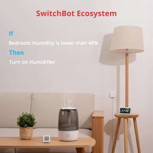 Vista 6 de SwitchBot Termómetro higrómetro inteligente, higrómetro medidor de humedad interior, sensor de punto de rocío/VPD/humedad absoluta, monitor