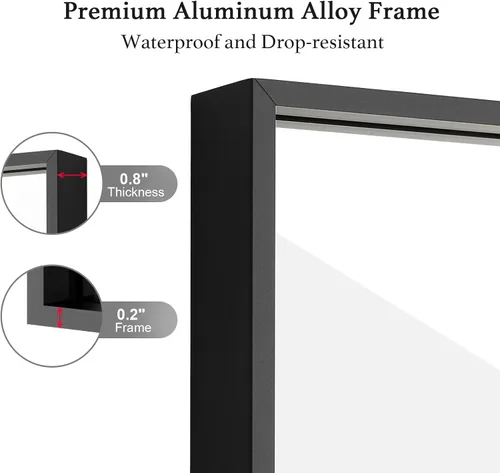 Vista 4 de LEDLUX Espejo de baño negro de 20 x 36 pulgadas, espejo sin cobre, espejo de tocador con marco de aleación de aluminio, espejo rectangular montado