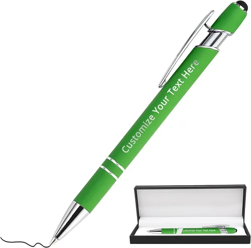 Vista 34 de Aolun Bolígrafo personalizado, bolígrafo grabado personalizado con lápiz capacitivo, 12 unidades, metal suave al tacto, introduce el nombre, Naranja