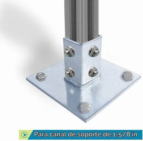 Vista 6 de Skelang Base de poste, montaje cuadrado de 4 agujeros para canal de puntal único de 1-5/8