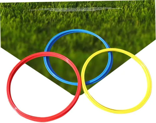 Vista 5 de BESPORTBLE Juego de pies 9 anillos de agilidad de fútbol en círculos de entrenamiento amarillo, rojo y azul