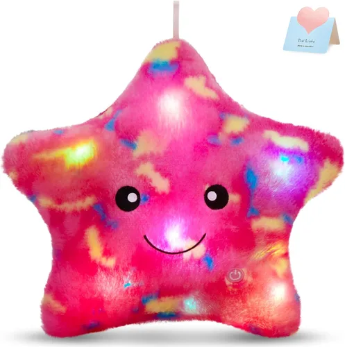 Vista 8 de WEWILL Almohada de felpa suave con estrella brillante LED de 9'' de la marca Wewill, almohada de peluche con luz estelar iluminada con luces