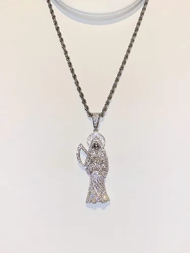 Vista 6 de Shop-iGold Colgante de plata de ley 925 con colgante de Papá Noel en forma de hielo de acero inoxidable de 0.079in, joyería para hombre, colgante