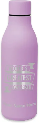 Vista 12 de LaserGram Botella de agua de acero inoxidable de doble pared, el mejor compañero de trabajo del mundo, grabado personalizado incluido