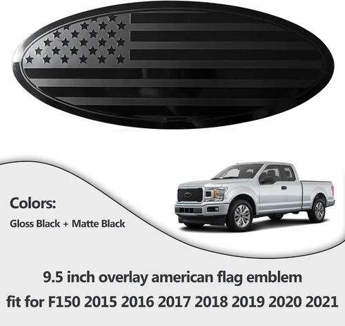 Vista 5 de para Ford Emblem, Emblema de Bandera Americana de 9.5 Pulgadas Negro para Superposición de Parrilla Delantera y Portón Trasero Compatible con F150