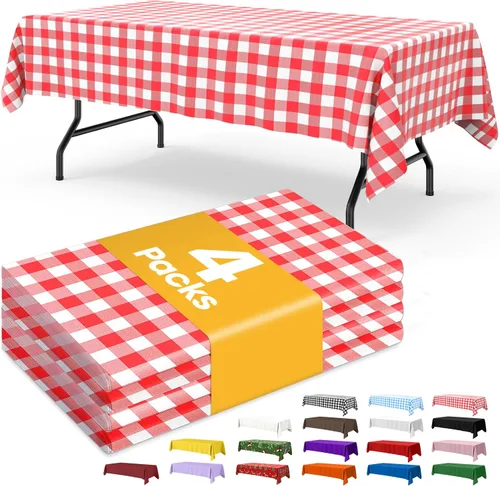 Vista 11 de Mantel de bandera estadounidense, paquete de 4 manteles patrióticos desechables de 54 x 108 pulgadas para mesas de 6 pies, decoraciones del 4