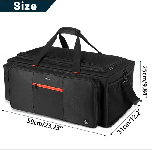 Vista 6 de Bolsa de DJ grande incorporada resistente tablero de soporte, bolsa de cable de DJ con 9 divisores desmontables y correa acolchada para el hombro