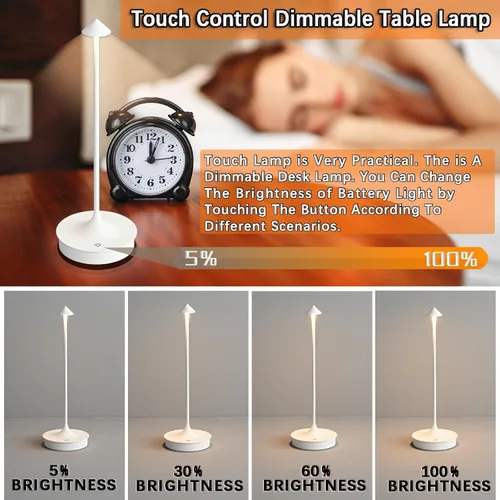 Vista 7 de Cordless Table Lamp Rechargeable LED Table Lamps Battery Operated 4000mAh Touch Dimmable Wireless Lamp Waterproof Portable Outdoor Table Light for