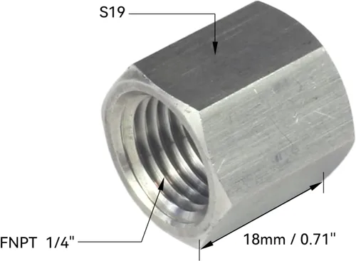 Vista 2 de HFS (R) Tapa hexagonal de 1/4 pulgadas NPT hembra, acero inoxidable 304 cabeza hexagonal para tubería, paquete de 1