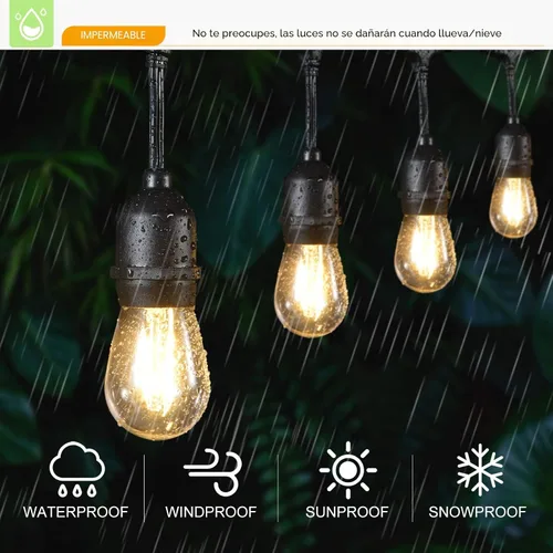 Vista 5 de VISTERLITE Bombillas LED de repuesto S14 inastillables, 2 W, equivalente a 11-25 vatios, blanco cálido 2200 K, tira de luces para exteriores