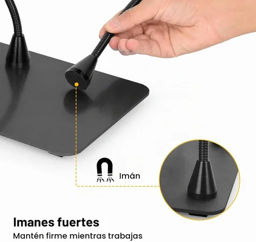 Vista 6 de Helping Hands - Soporte magnético para placa de circuito de soldadura, herramientas de tercera mano con lámpara de aumento LED 3X, soporte