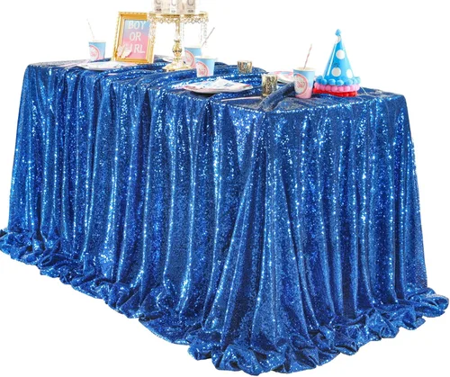 Vista 67 de Mantel de lentejuelas brillantes, color azul bebé, 50 x 80 pulgadas, tela