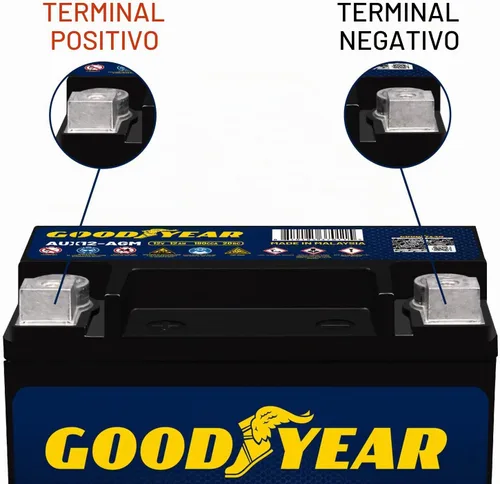 Vista 5 de Goodyear AUX12-AGM 12V 12 AH, 20RC, 200 CCA Platinum serie recargable AGM batería auxiliar sin mantenimiento