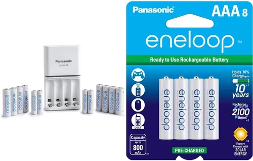 Vista 9 de Eneloop Panasonic K-KJ55MC84CZ Power Pack; 8AA, 4AA y batería avanzada de 3 horas cargador rápido y baterías recargables precargadas BK-4MCCA4BA AAA