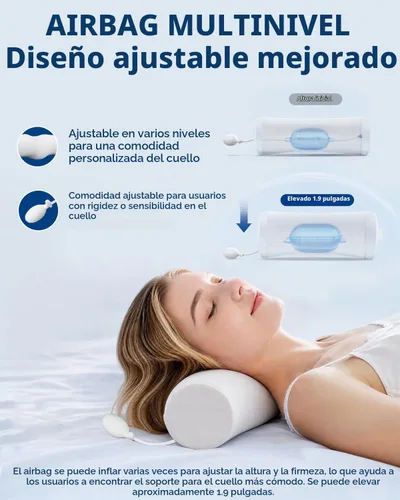 Vista 4 de SMDR Almohada cervical ajustable para el cuello para aliviar el dolor, almohada cervical de espuma viscoelástica con soporte de cojín de aire