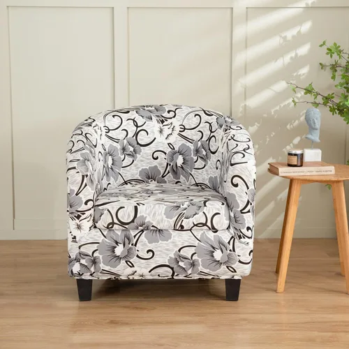 Vista 7 de Funda estampada para silla de club, 2 piezas, elástica con acento de barril para sillón, fundas de sofá, fundas extraíbles para silla de bañera