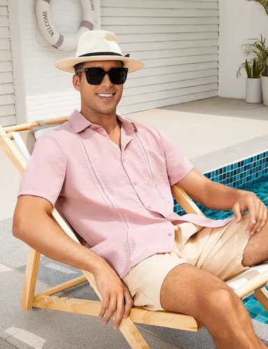 Vista 3 de LecGee Camisa de vestir de manga larga para hombre, estilo hippie, barroco, para fiesta, club, con botones, para hombre