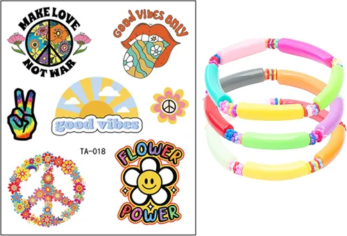 Vista 4 de ZeroShop Conjunto de accesorios de disfraz de Gogo de discoteca de los años 70 para niñas de Halloween