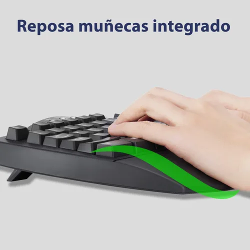 Vista 7 de Perixx PERIBOARD-512B ES - Teclado USB Ergonómico, 19.094x9.291x1.732 in - Negro - QWERTY Español, Negro