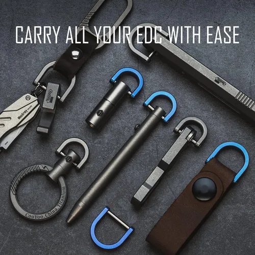 Vista 6 de KeyUnity KP03SW Titanium EDC Bolt Action Pen & KA17 Titanium D Ring Key Shackle Bundle