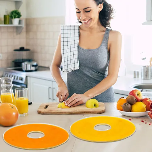 Vista 7 de ZOOFOX Paquete de 6 hojas de rollos de frutas, hojas redondas de plástico deshidratador con bordes, alfombrillas reutilizables para secadora