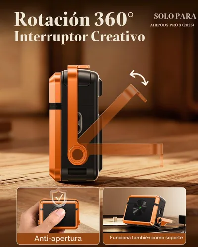 Vista 3 de OATSBASF Funda para AirPods Pro 3, funda para tocadiscos retro compatible con AirPods Pro de 3ª generación (2025), cubierta de protección completa