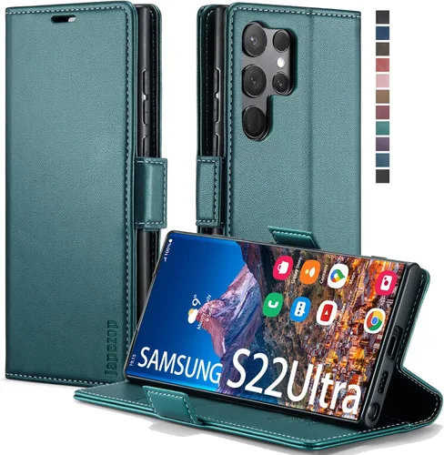 Vista 13 de Funda tipo cartera para Samsung Galaxy S22 5G con bloqueo RFID, color negro