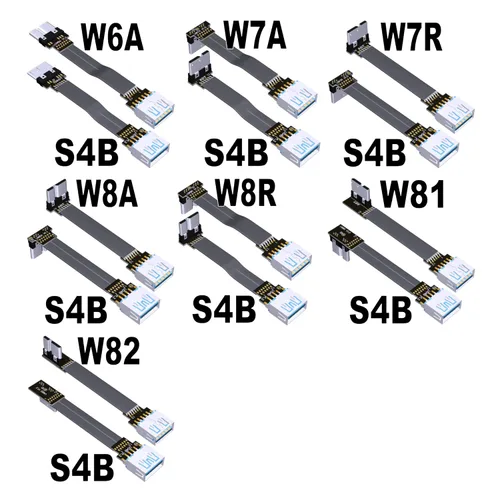 Vista 3 de ADT-Link Cable USB A hembra a micro B macho plano flexible arriba y abajo y izquierdo y derecho en ángulo USB 3.0 Micro B a cable de datos tipo A