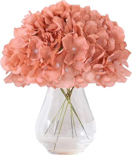 Vista 61 de Flores de hortensias artificiales rosa polvoriento, 10 cabezas de flores de seda de hortensia falsas para centros de mesa de boda, ramos de 10