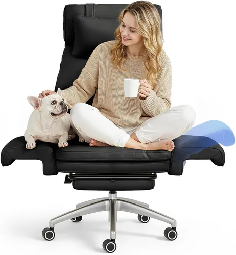 Vista 13 de FLEXISPOT Silla de oficina grande y alta de gran tamaño, reposabrazos abatibles de 180° para mascotas y leggings cruzados, silla de escritorio