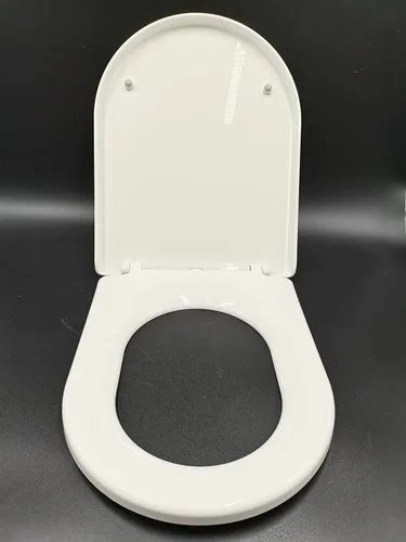 Vista 9 de Asiento de inodoro en forma de D/U, cierre suave y liberación rápida para facilitar la limpieza, diseño de bisagra estable para evitar que se mueva.