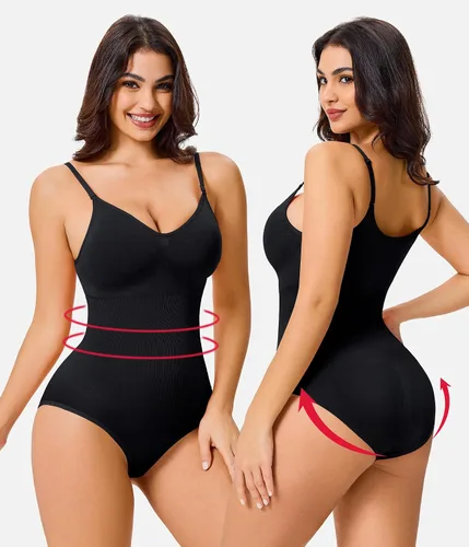 Vista 3 de Nebility Body moldeador de cintura sin costuras con cuello redondo y control de abdomen para mujer