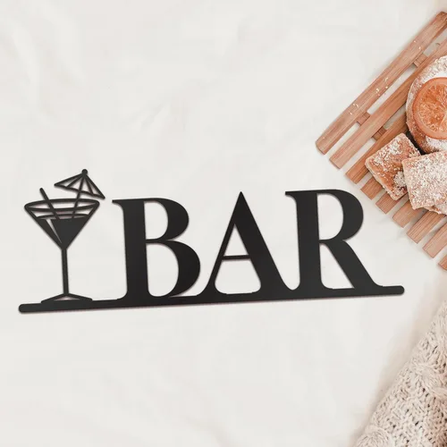 Vista 9 de Vivegate Decoración de pared de barra de metal, letras modernas de barra negra para decoración de bar del hogar