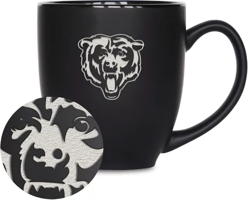 Vista 36 de Rico Industries Taza Bistro Mate Negra de Fútbol Americano NFL de 15 onzas - Para Bebidas Calientes o Frías - Logotipo del Equipo Grabado para una