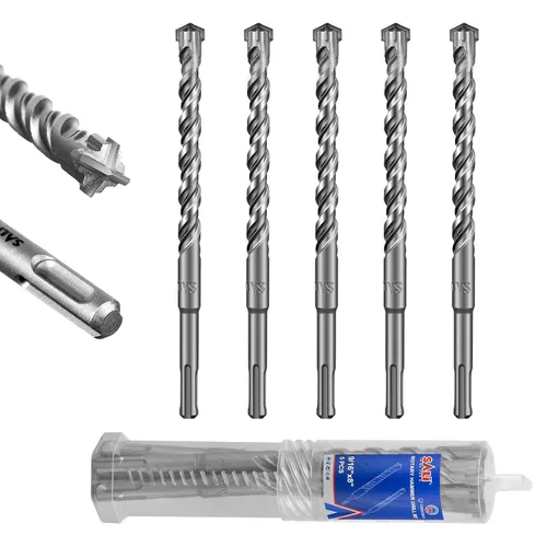 Vista 56 de SALI 10 brocas de martillo giratorio SDS Plus de 1/2 x 6 pulgadas, kit de broca para hormigón, material de carburo de doble rosca de tipo cruzado