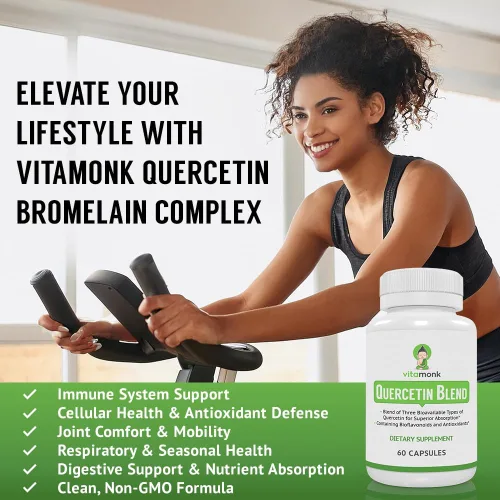 Vista 5 de VitaMonk Complejo de quercetina - 3 formas bioactivas - fitosoma de isoquercetina y quercetina con bromelina - Apoyo del sistema inmunológico