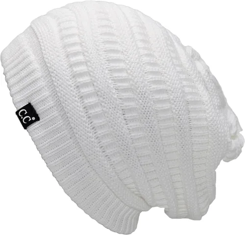 Vista 5 de C.C Winter Oversized Beanie Hat with Fuzzy Lining – Thick Knit Thermal Beanie for Cold Weather, Soft Warm Fleece Lined Cap