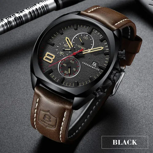 Vista 3 de FANMIS Reloj de cuarzo analógico con cronógrafo de acero inoxidable para hombre