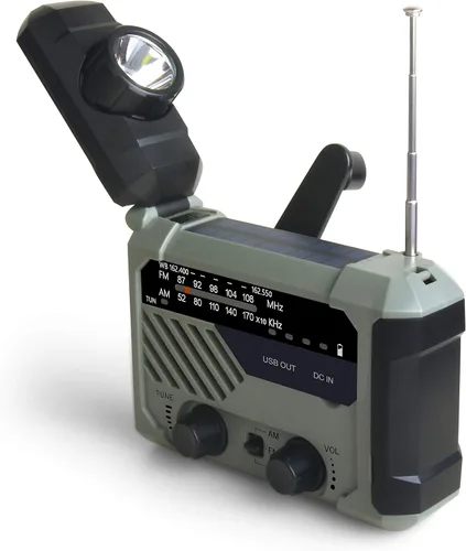 Vista 4 de Kaito Radio de emergencia XLN-290WB AM/FM NOAA Weather 5-Way Powered Solar Crank Radio Receptor con sirena, linterna LED, lámpara de lectura