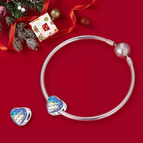 Vista 2 de VOROCO Dije de plata de ley 925 con forma de corazón para pulsera, Navidad, día de la madre, cumpleaños, joyería perfecta para mamá, abuela, hija