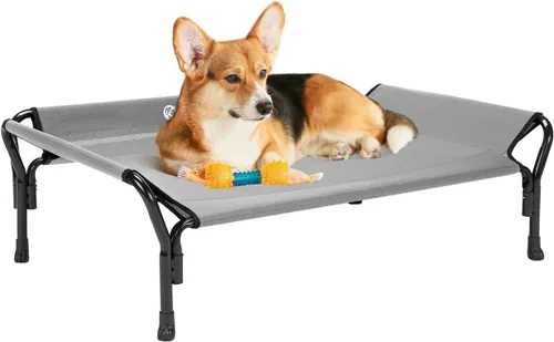 Vista 12 de Veehoo Cama elevada refrescante para perros, cuna elevada XL para mascotas con barandilla y reposacabezas inclinado, malla Teslin transpirable Negro
