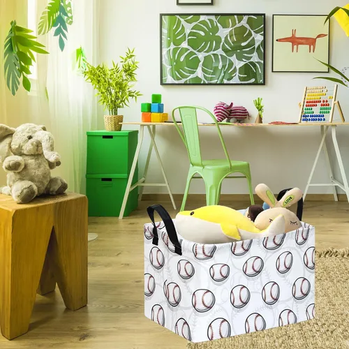 Vista 4 de Cesta de almacenamiento vacía para niños, organizador de almacenamiento impermeable de béisbol, cestas plegables con asas para mujeres, cesta
