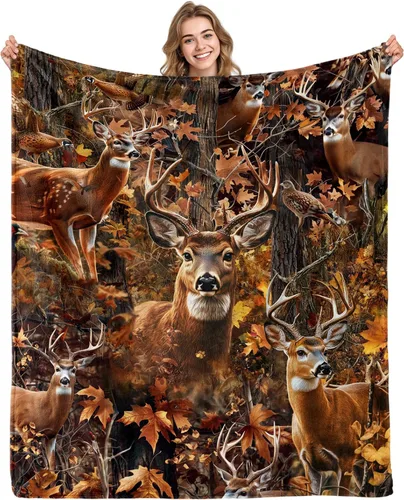 Vista 18 de Manta de animales del zoológico, regalos para los amantes del bosque, animales salvajes, oso, búho, sika, ciervo, ardilla, mapache, zorro, conejo