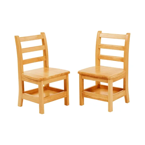 Vista 13 de ECR4Kids Silla de escalera de tres peldaños con almacenamiento, altura del asiento de 10 pulgadas, asiento de aula, natural, paquete de 2