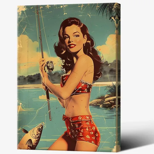 Vista 25 de Póster vintage de la niña piloto sexy de los años 50, arte de pared, arte retro de mediados de siglo, nostalgia estética, impresiones estéticas