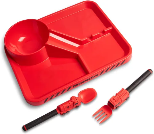 Vista 10 de Juego de vajilla Dinneractive para niños - 3 piezas de vajilla verde de dinosaurios - Utensilios de dinosaurios - Platos para niños pequeños