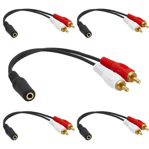 Vista 11 de [5 unidades de 2 RCA macho a 1 RCA hembra audio estéreo Y-Cable, 2 conectores RCA a 1 cable de subwoofer RCA Jack Y-Adapter 1 RCA F a 2 RCA M