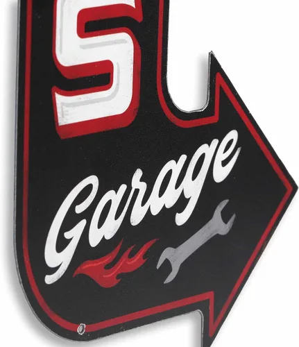 Vista 4 de Letrero de metal con flecha curvada para el garaje de papá, divertido letrero de garaje vintage para papá, gran idea de regalo Fun Vintage Garage